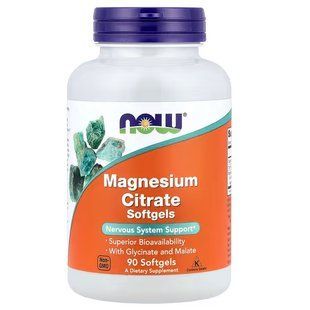 NOW Foods, Magnesium Citrate, 90 м'яких капсул