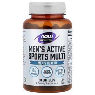 NOW Foods, Sports, Men's Active Sports Multi, 90 м'яких капсул