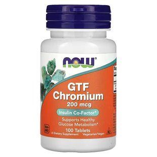 NOW Foods, GTF Chromium, 200 мкг, 100 таблеток