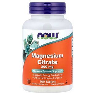 NOW Foods, Magnesium Citrate, 200 мг, 100 таблеток