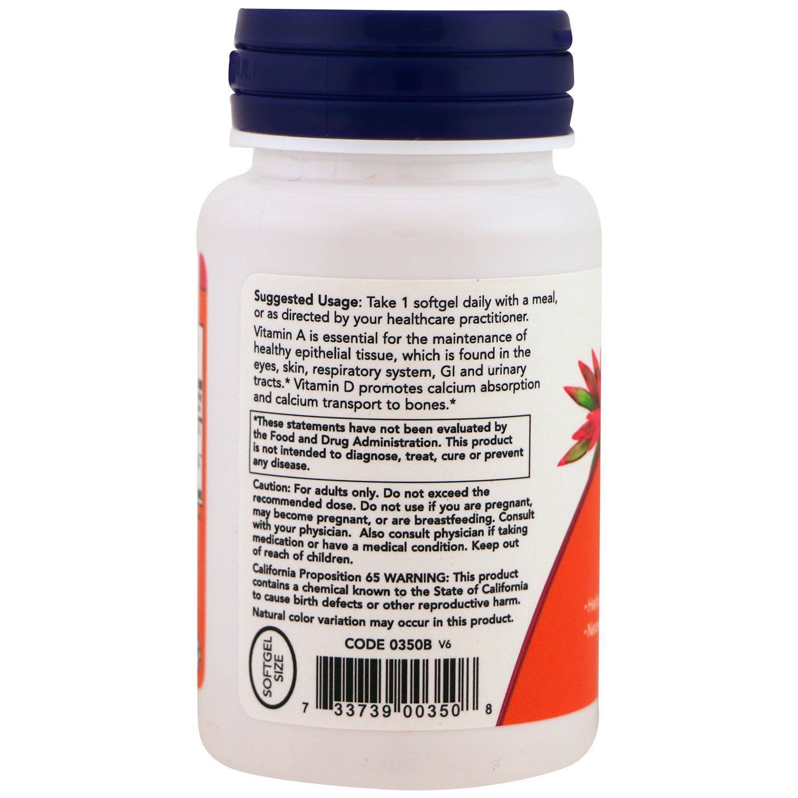 NOW Foods, Vitamin A & D 10,000/400 IU, 100 капсул