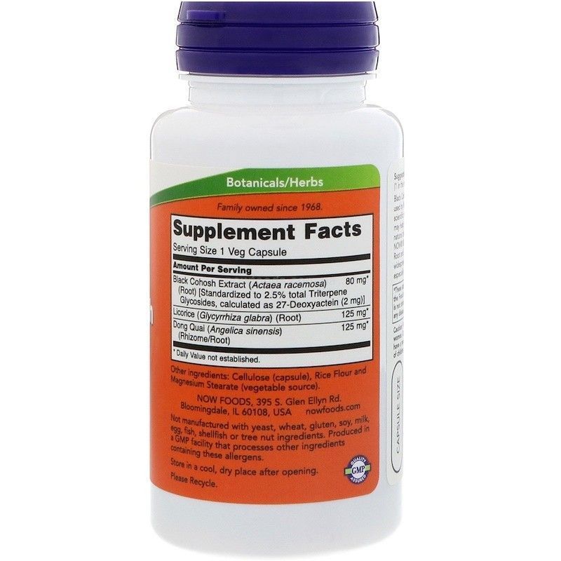 NOW Foods, Black Cohosh Root, 80 мг, 90 капсул