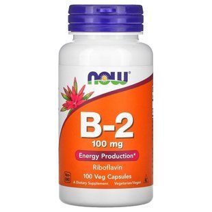 NOW Foods, B-2 (Рибофлавін), 100 мг, 100 вегетаріанських капсул