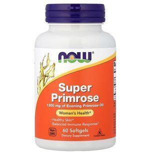 NOW Foods, Super Primrose, Evening Primrose Oil, 1300 мг, 60 м'яких капсул