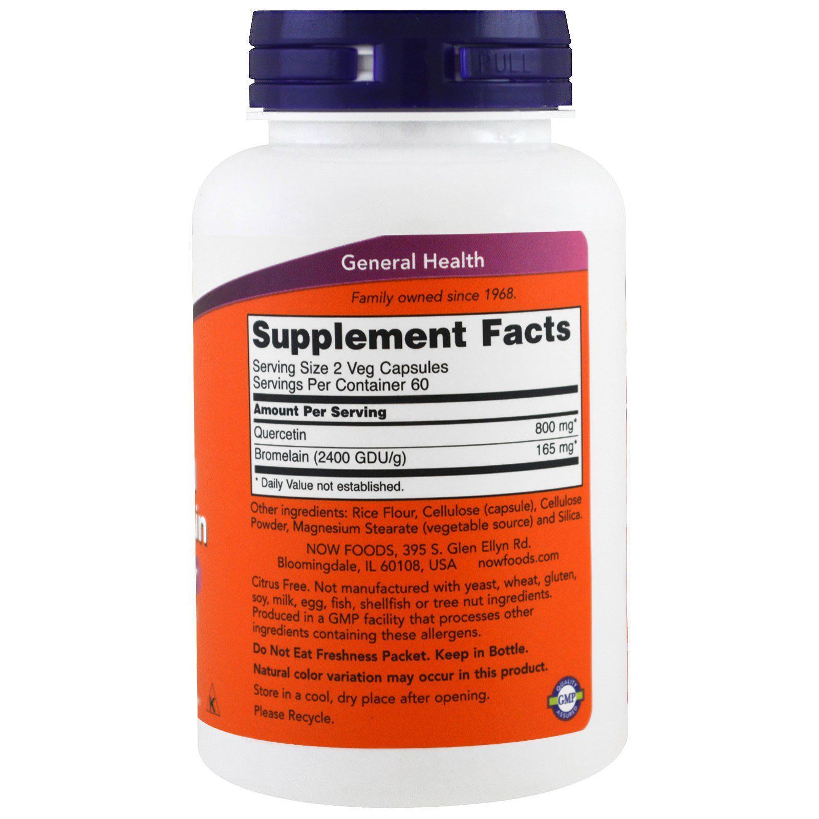 NOW Foods, Quercetin with Bromelain, 120 капсул