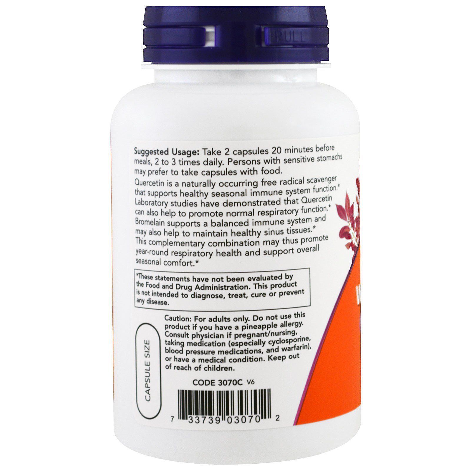NOW Foods, Quercetin with Bromelain, 120 капсул
