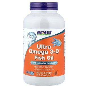 NOW Foods, Ultra Omega 3-D, 180 рибних капсул