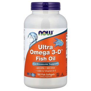 NOW Foods, Ultra Omega 3-D, 180 рибних капсул