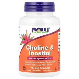 NOW Foods, Choline & Inositol, 500 мг, 100 вегетаріанських капсул