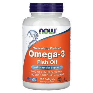 NOW Foods, Omega-3, Molecularly Distilled, 200 капсул
