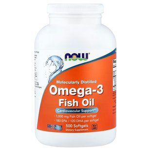 NOW Foods, Omega-3, Molecularly Distilled, 500 капсул