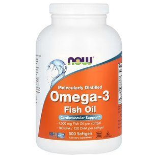 NOW Foods, Omega-3, Molecularly Distilled, 500 капсул