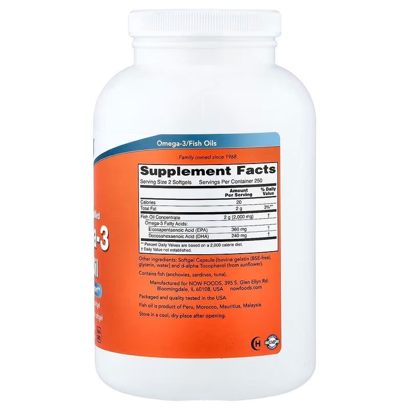 NOW Foods, Omega-3, Molecularly Distilled, 500 капсул