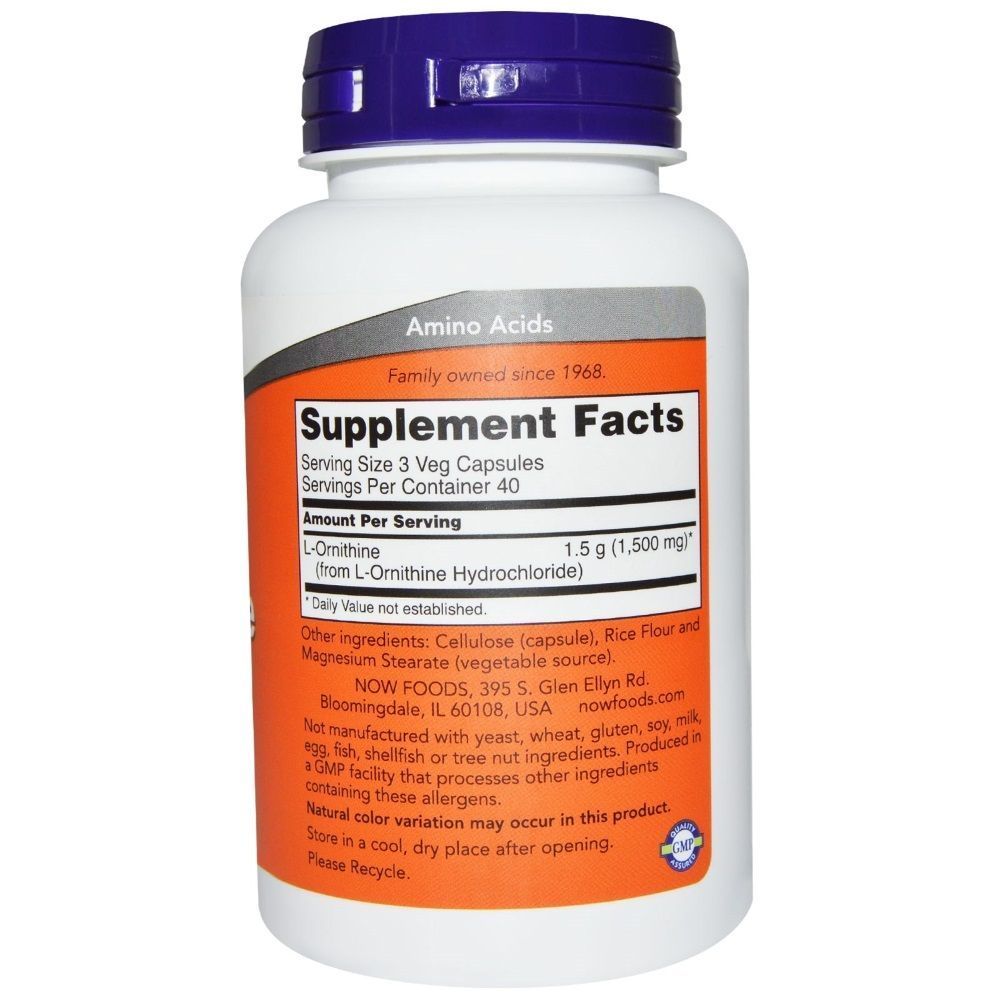 NOW Foods, L-Ornithine, 500 мг, 120 капсул