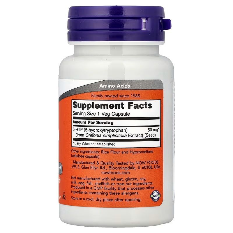 NOW Foods, 5-HTP, 50 мг, 30 капсул