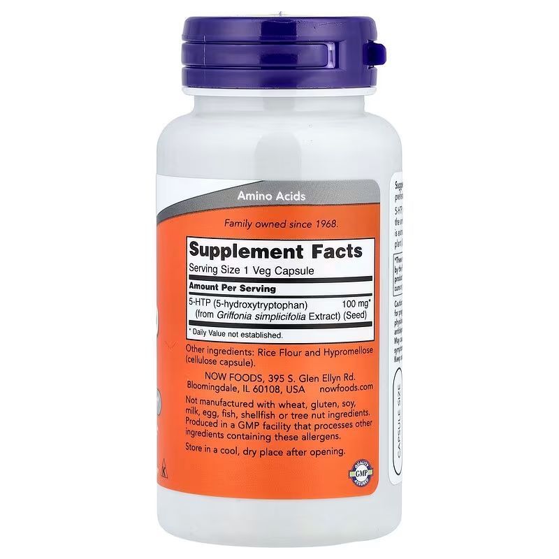NOW Foods, 5-HTP, 100 мг, 60 капсул