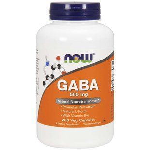 NOW Foods, GABA, 500 мг, 200 вегетаріанських капсул
