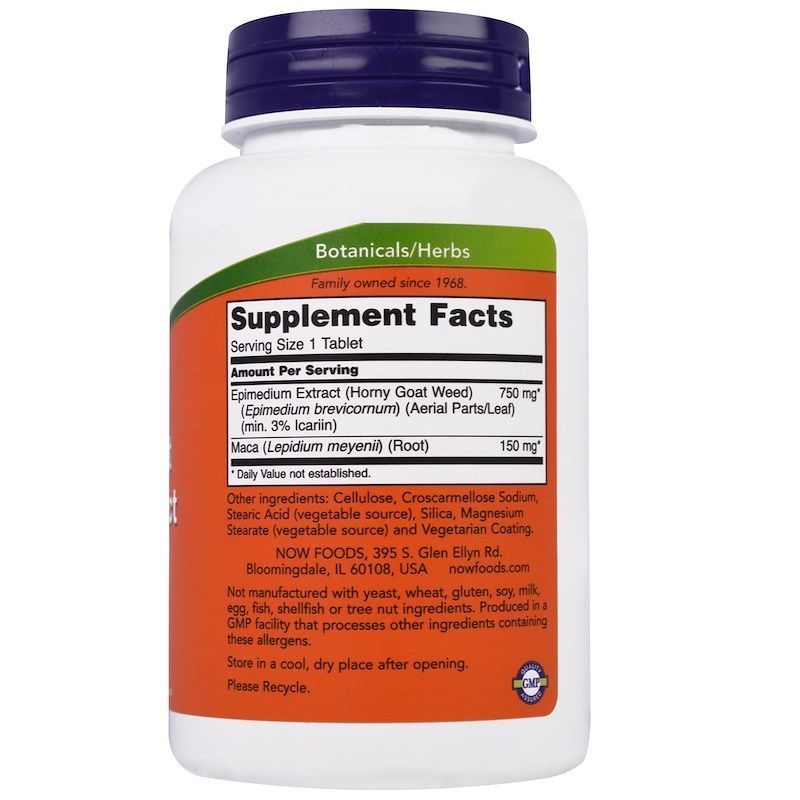 NOW Foods, Horny Goat Weed Extract, 750 мг, 90 таблеток