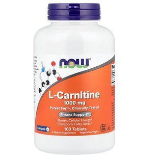 NOW Foods, L-Carnitine, 1000 мг, 100 таблеток