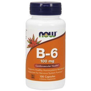 NOW Foods, B-6, 100 мг, 100 капсул