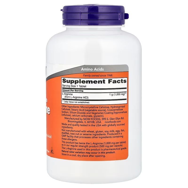 NOW Foods, L-Arginine, 1000 мг, 120 таблеток