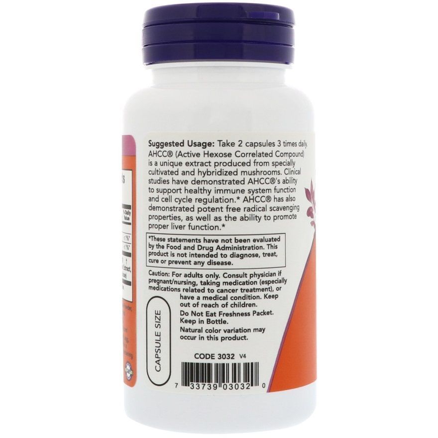 NOW Foods, AHCC, 500 мг, 60 капсул