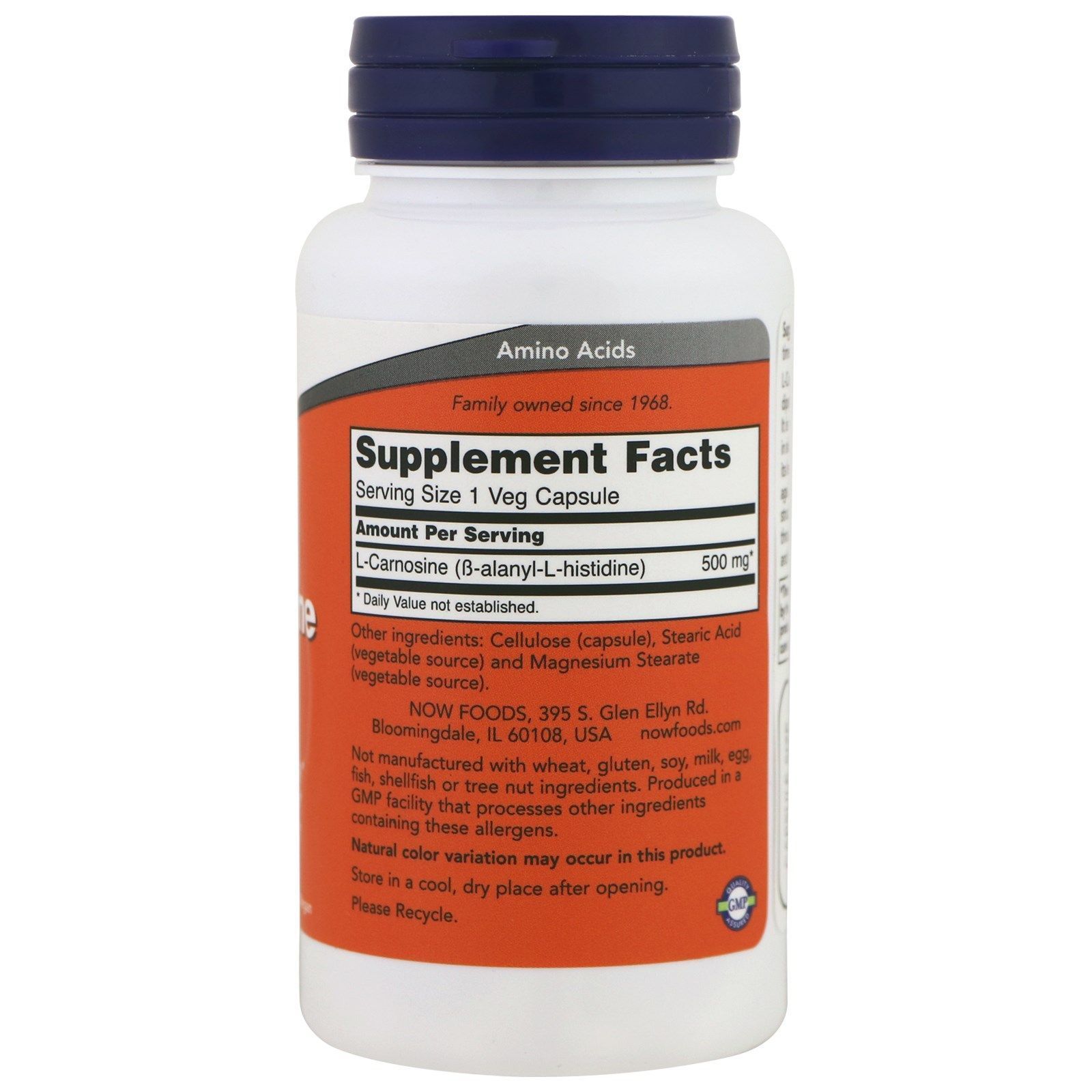 NOW Foods, L-Carnosine, 500 мг, 50 капсул