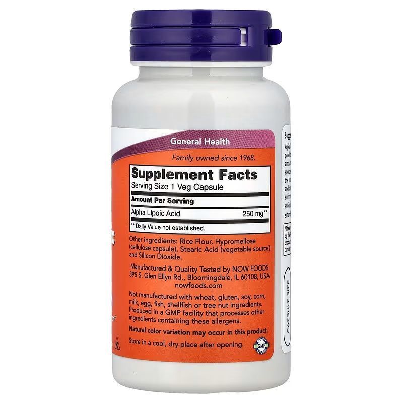 NOW Foods, Alpha Lipoic Acid, 250 мг, 60 капсул