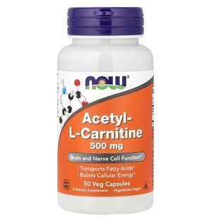 NOW Foods, Acetyl-L-Carnitine, 500 мг, 50 капсул