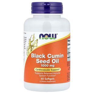 NOW Foods, Black Cumin Seed Oil, 1000&nbsp;мг, 60&nbsp;м'яких капсул