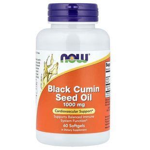 NOW Foods, Black Cumin Seed Oil, 1000&nbsp;мг, 60&nbsp;м'яких капсул