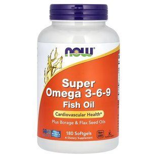 NOW Foods, Super Omega 3-6-9, 1200 мг, 180 капсул