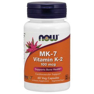NOW Foods, MK-7 Vitamin K-2, 100 мкг, 60 вегетаріанських капсул