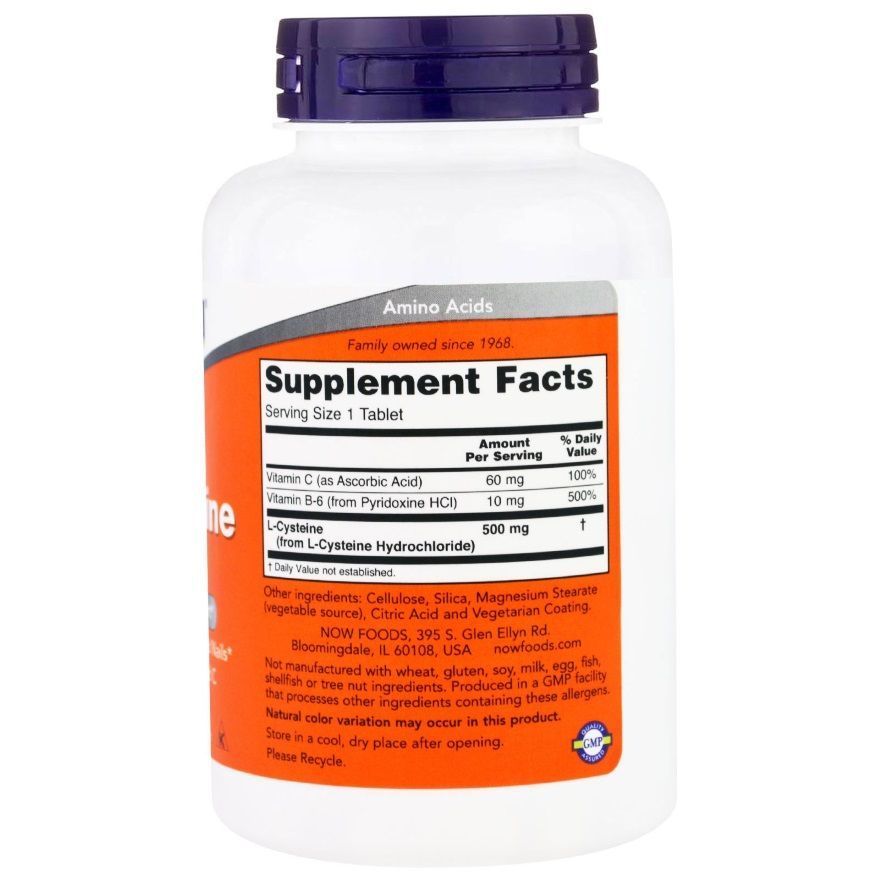NOW Foods, L-Cysteine, 500 мг, 100 таблеток