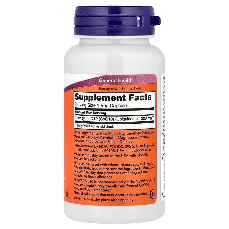 NOW Foods, CoQ10, 200 мг, 60 капсул