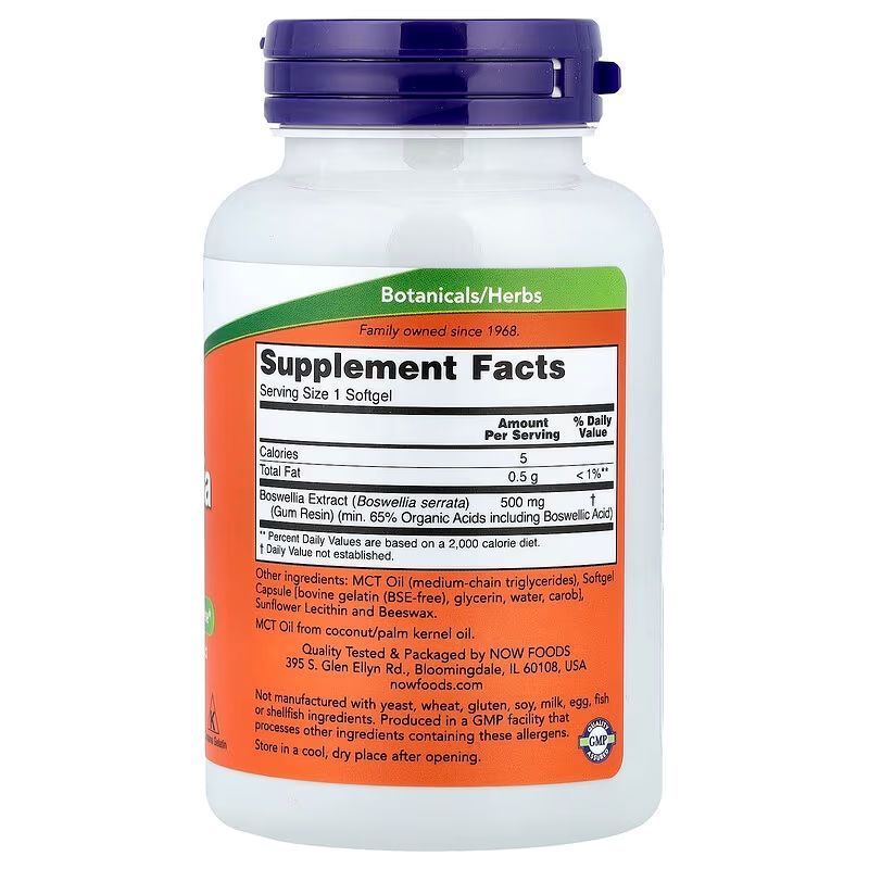 NOW Foods, Boswellia Extract, 500 мг, 90 м'яких капсул