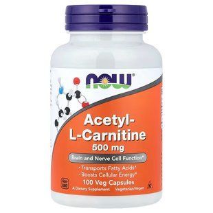 NOW Foods, Acetyl-L-Carnitine, 500 мг, 100 капсул