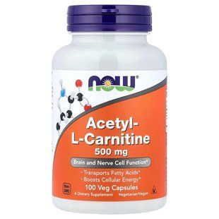 NOW Foods, Acetyl-L-Carnitine, 500 мг, 100 капсул