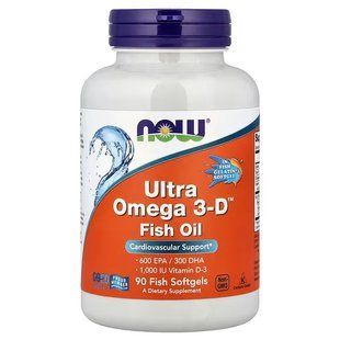NOW Foods, Ultra Omega 3-D, 90 рибних капсул