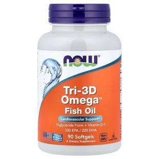 NOW Foods, Tri-3D Omega, 330 EPA/220 DHA, 90 м'яких капсул