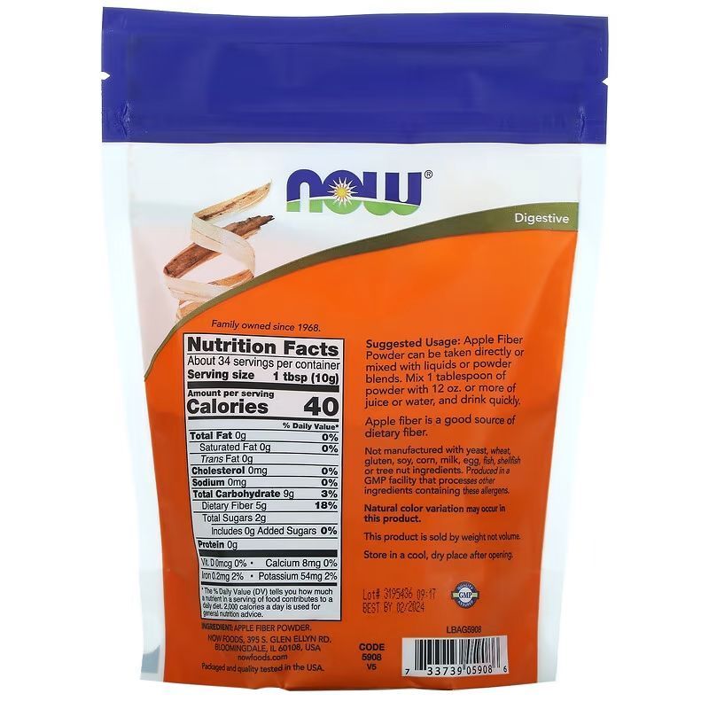 NOW Foods, Apple Fiber (Pure), 340 г