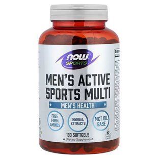 NOW Foods, Sports, Men's Active Sports Multi, 180 м'яких капсул