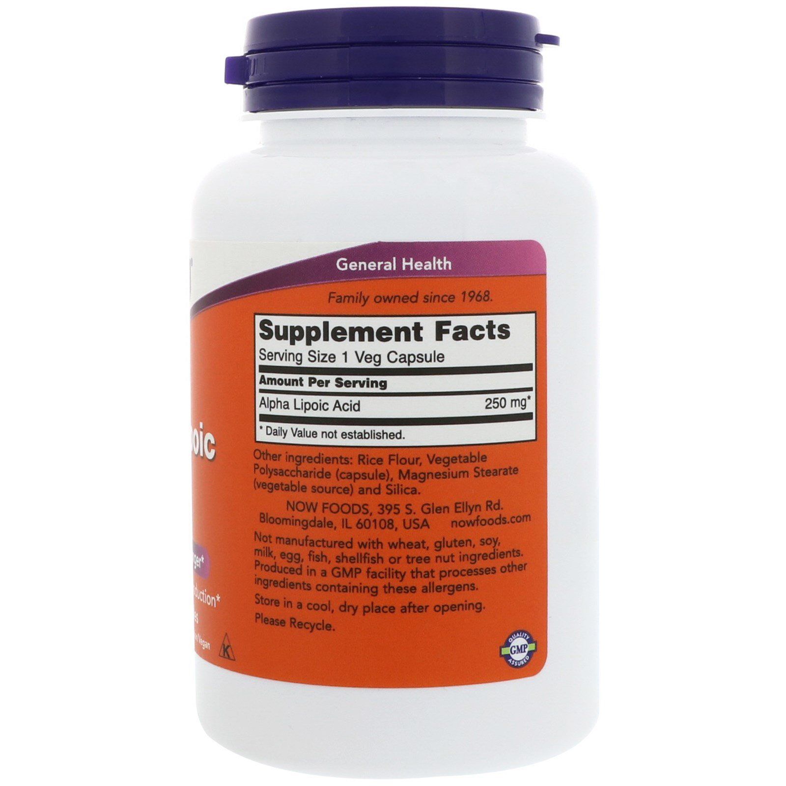 NOW Foods, Alpha Lipoic Acid, 250 мг, 120 капсул