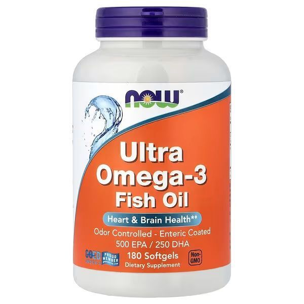 NOW Foods, Ultra Omega-3 Fish Oil, 500 EPA/250 DHA, 180 капсул