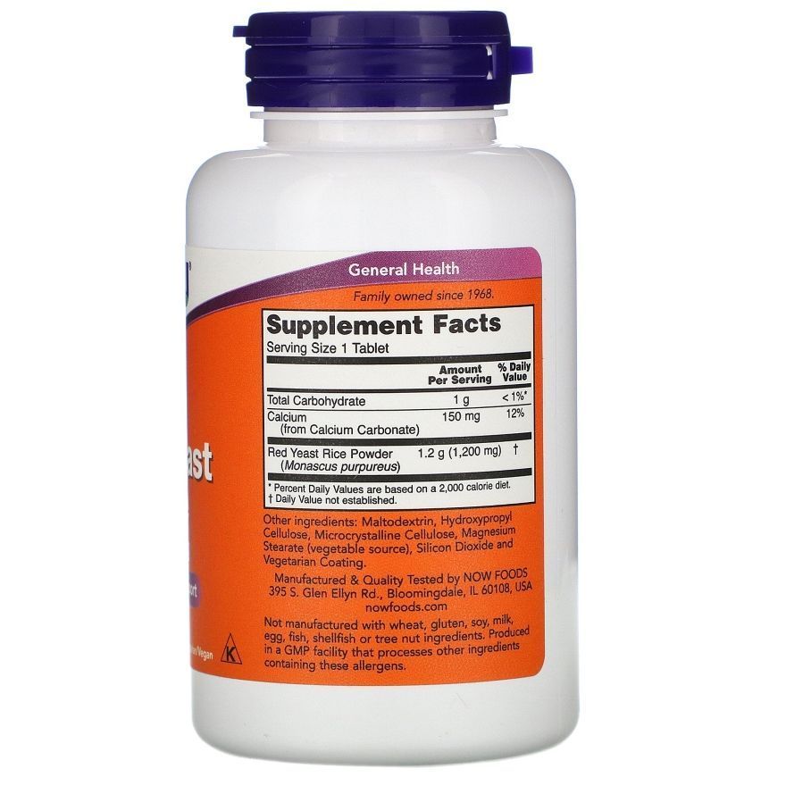 NOW Foods, Red Yeast Rice, 1200 мг, 60 таблеток