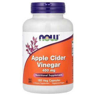 NOW Foods, Apple Cider Vinegar, 450 мг, 180 вегетаріанських капсул