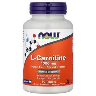NOW Foods, L-Carnitine, 1000 мг, 50 таблеток