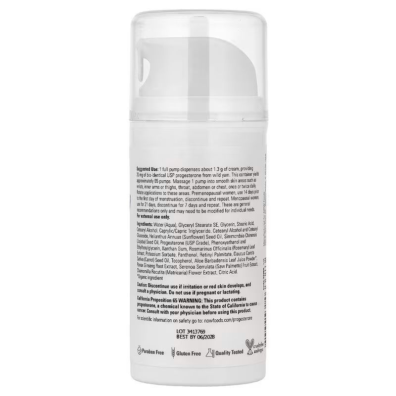 NOW Foods, Progesterone, Balancing Skin Cream, 85 г